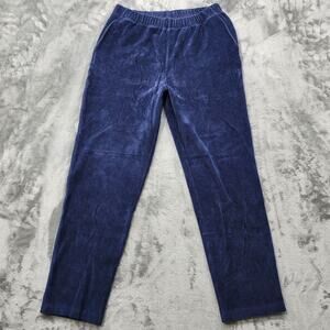 Lands End Pants Womens M Blue Stretch Corduroy Sport High Rise Pull On Casual